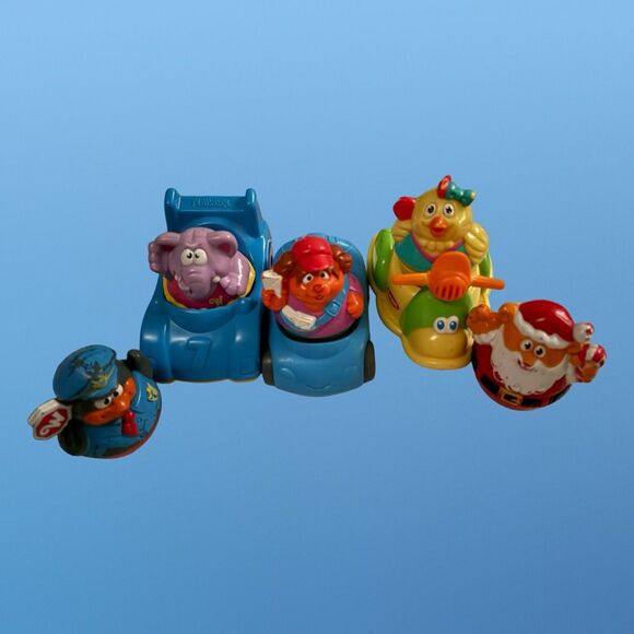 Set of Weeble Wabbles Figures & Cars Santa Elephant Penguin Puppy Chick Scooter - Picture 3 of 11